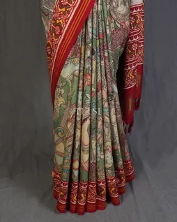 green-patan-patola-with-kalamkari-handpainted-t565942-without-blouse-t565942-e