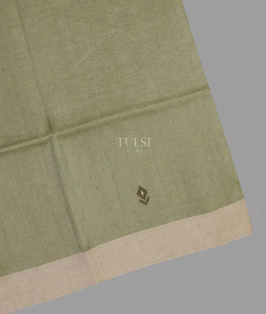 Greenish Grey Handwoven Linen Saree T617981-image