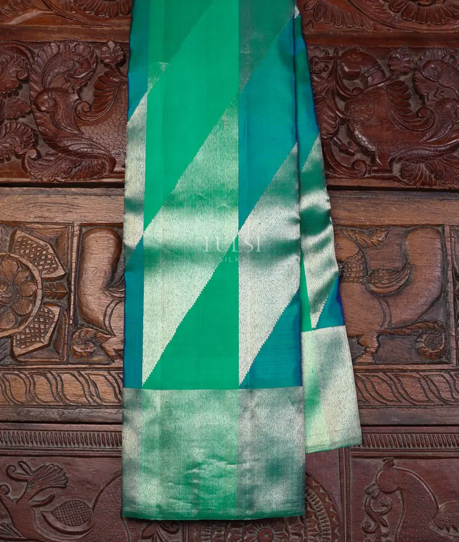 Green and Peacock Blue Kanjivaram Silk Saree T611030-image