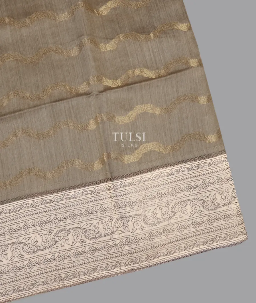 Grey Tussar Embroidery Saree T626356-image