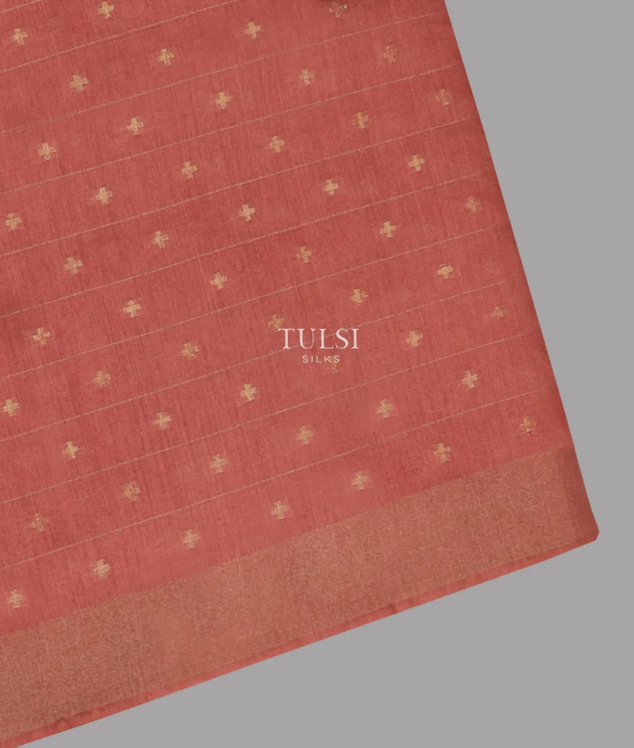 Dark Rusty Peach Handwoven Tussar Saree T609195-image