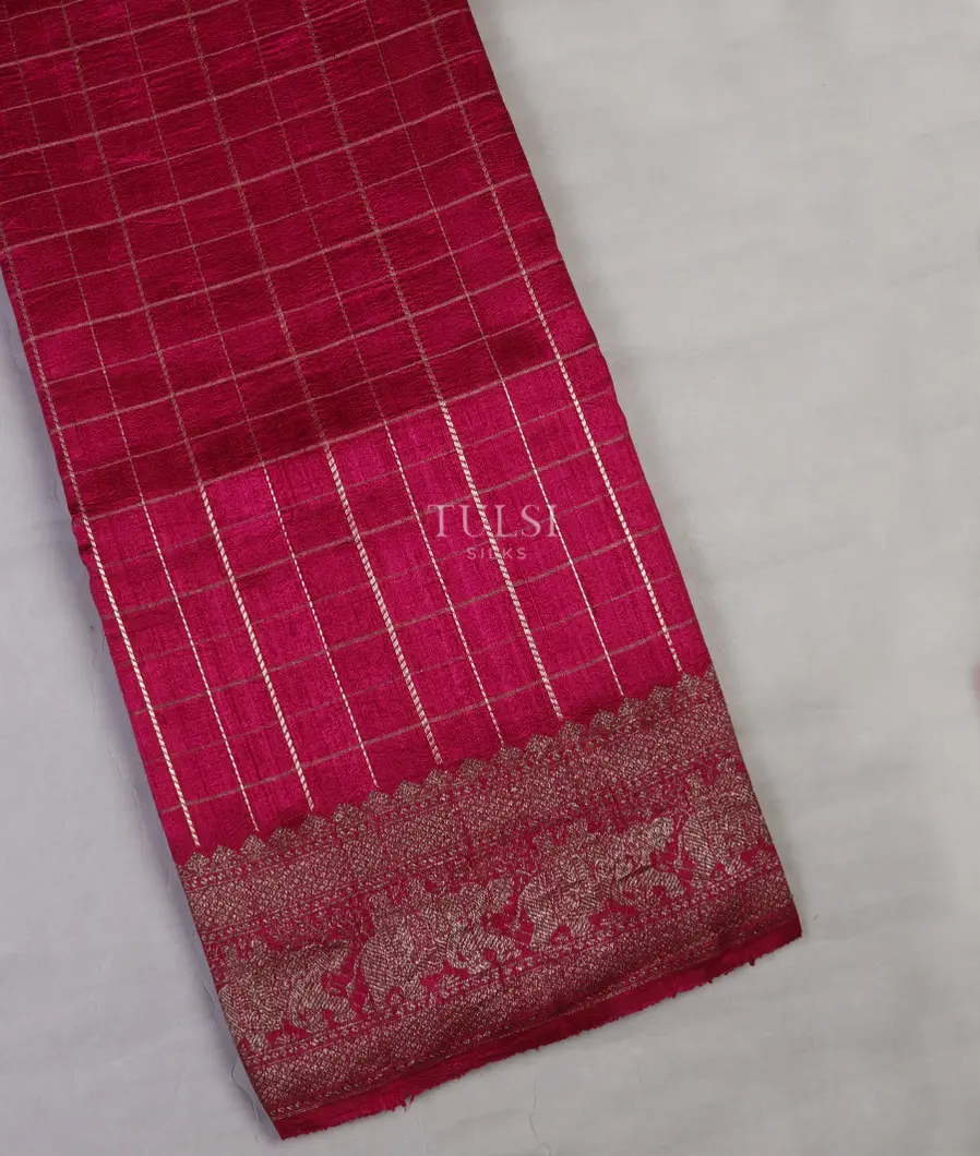 Magenta Banaras Tussar Saree T638682-image