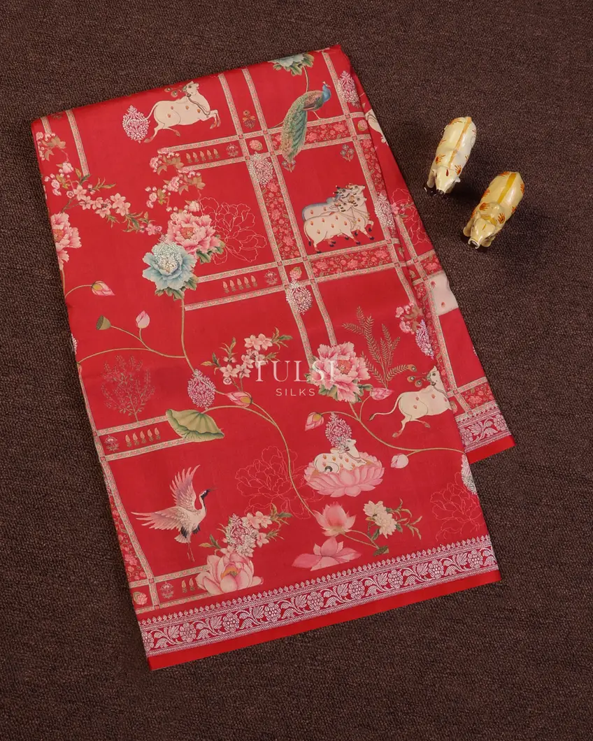 Red Banaras Kathan Silk Saree T638973-image