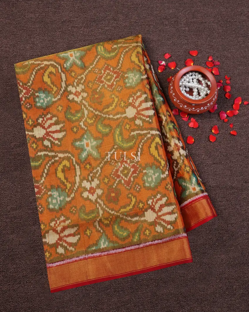 Orange Tissue Patola Silk Saree T604836-image