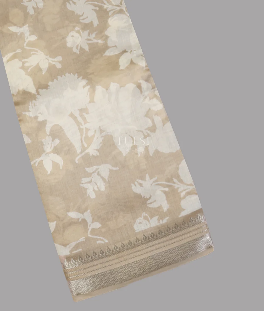 Light Beige Soft Printed Cotton Saree T621431-image