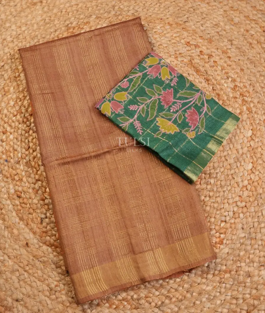 Light Brown Woven Tussar Saree T558189-image