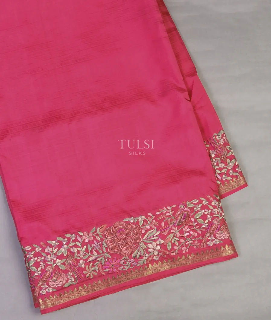 Pink Soft Silk Embroidery Saree T611592-image