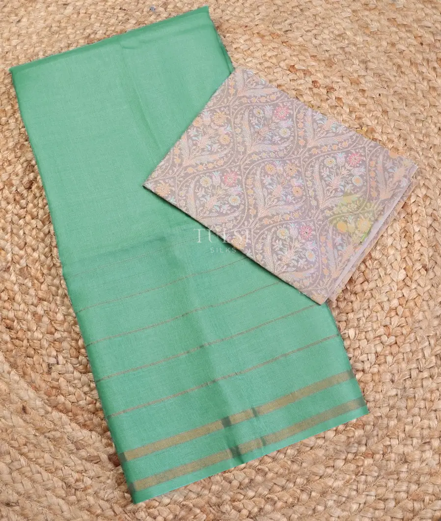 Light Greenish Blue Woven Tussar Saree T619320-image