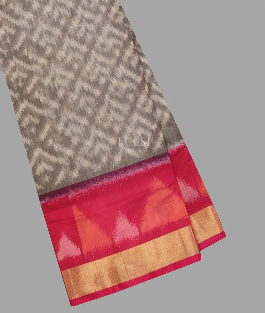 Grey Pochampalli Silk Cotton Saree T640834-image