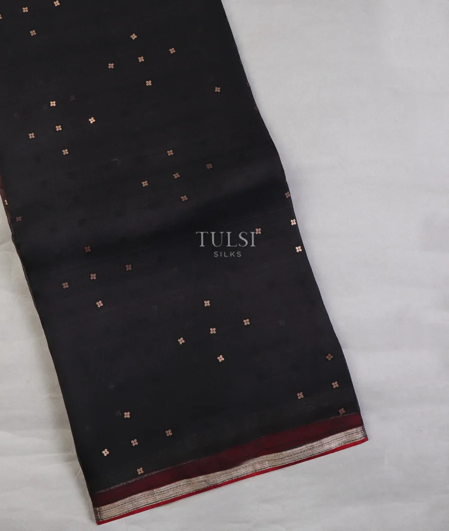 Black Woven Organza Saree T612394-image