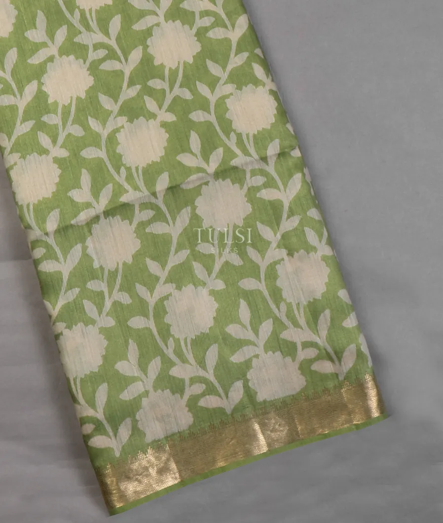 Green Soft Tussar Printed Saree T632130-image