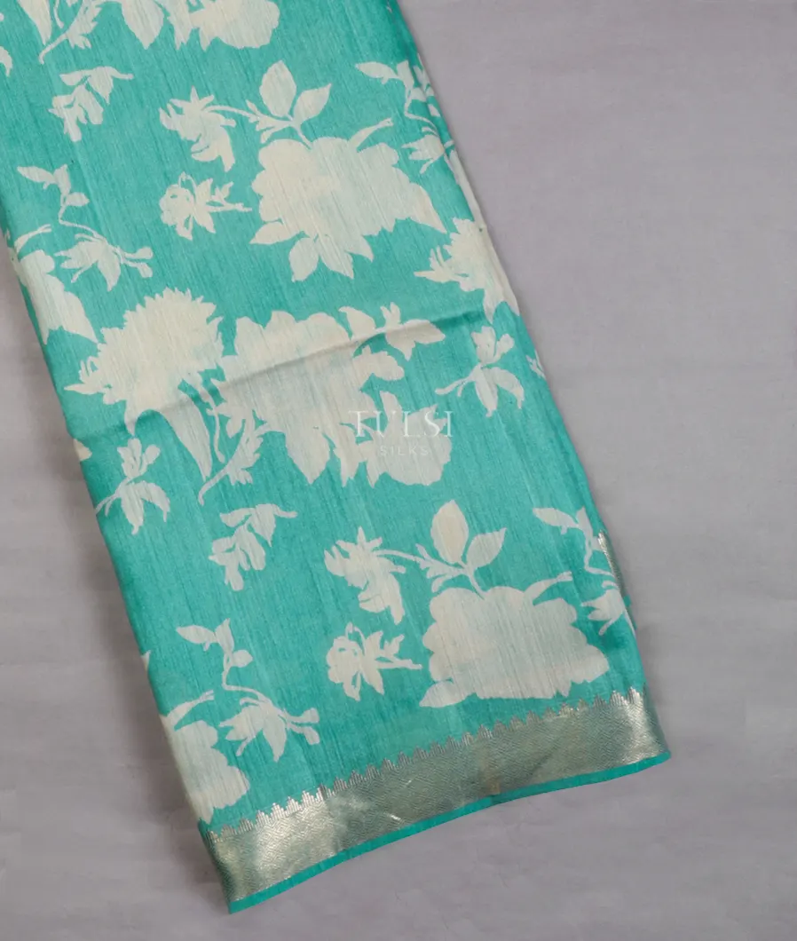 Blue Soft Tussar Printed Saree T632125-image