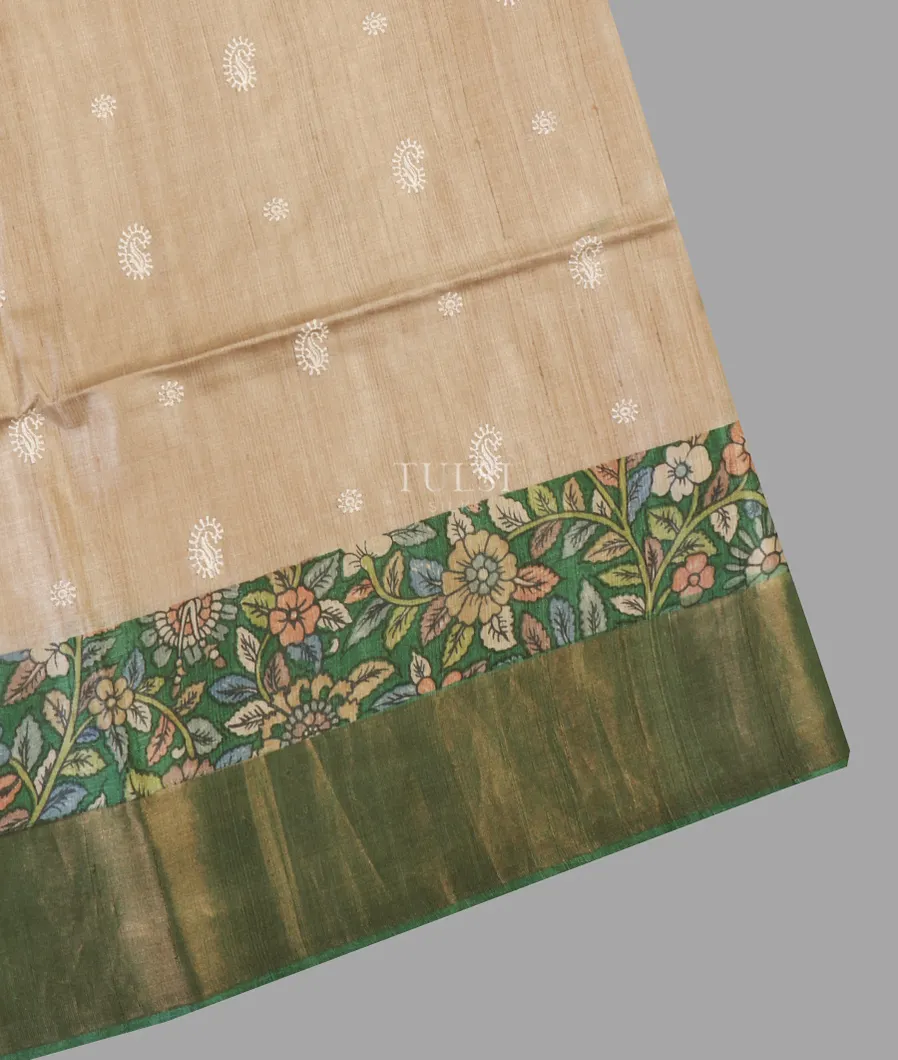Beige Tussar Embroidery Saree T639985-image