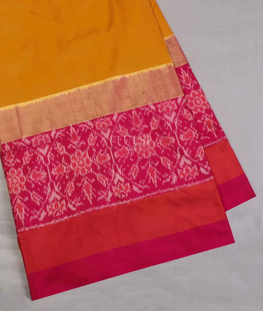 Yellow Ikat Silk Saree T610970-image
