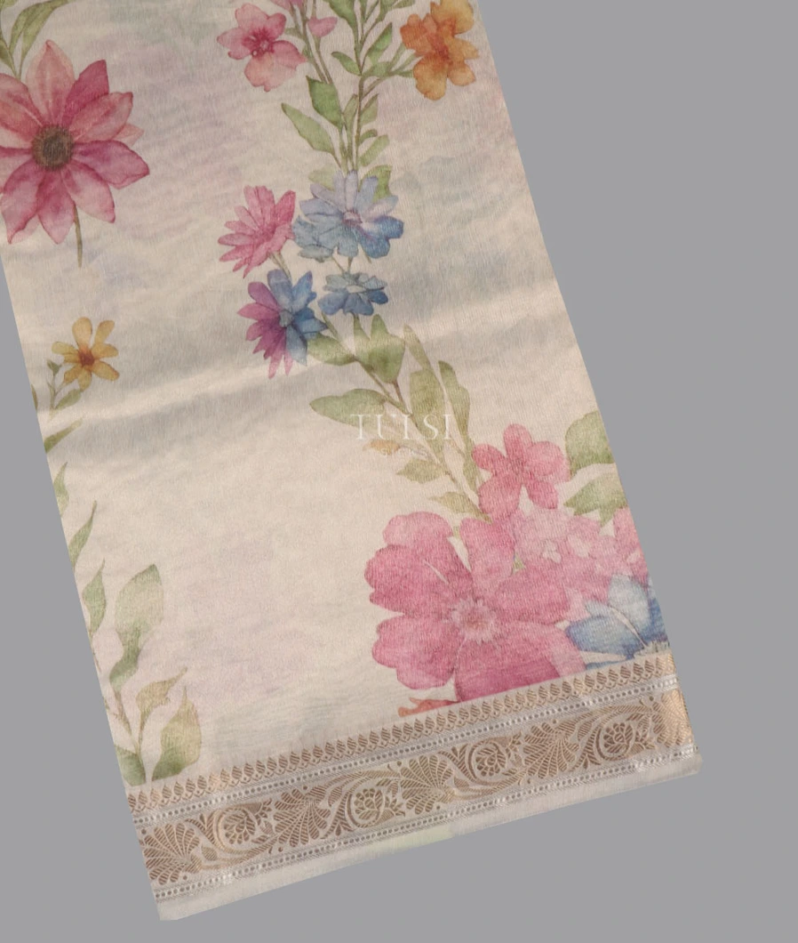 Light Beige Tissue Banaras Cotton Saree T636861-image