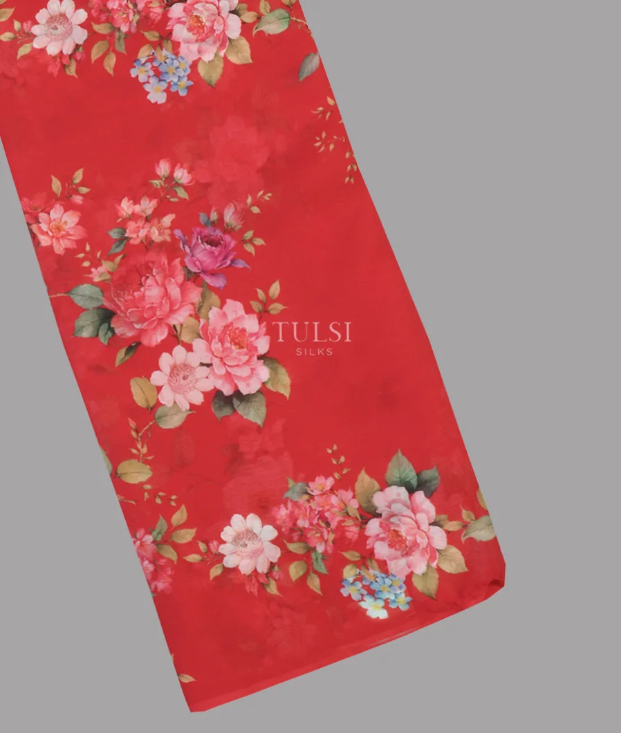 Red Chiffon Silk Saree T639511-image
