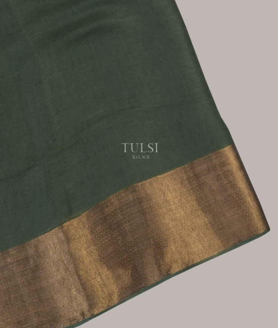 Greenish Grey Handwoven Linen Saree T640514-image