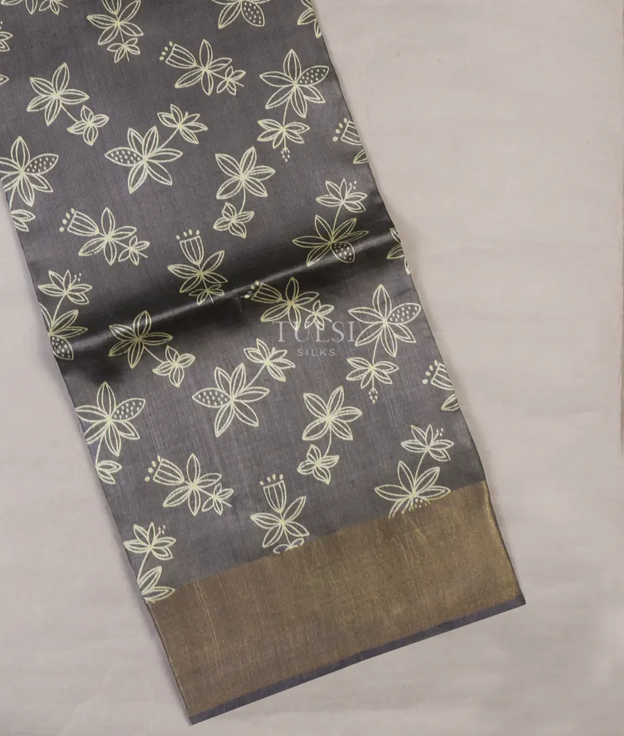 Grey Tussar Printed Saree T637024-image