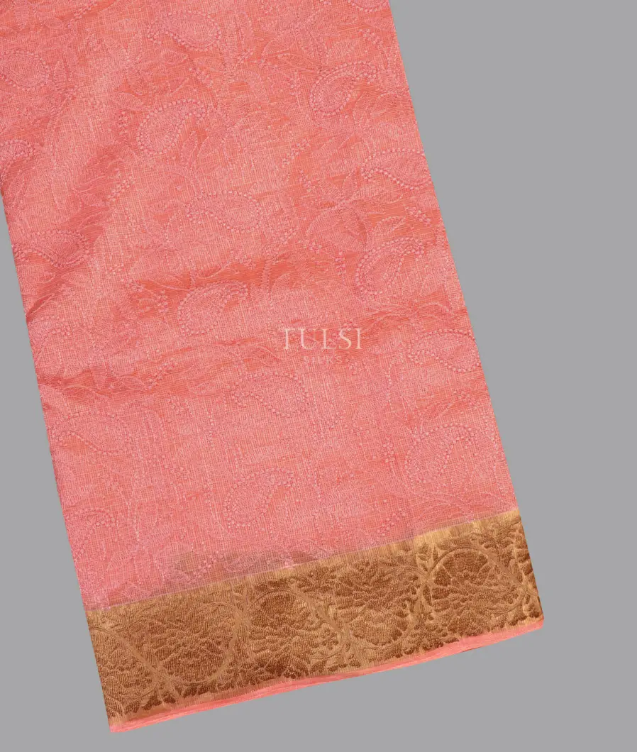 Peach Silk Kota Embroidery Saree T627392-image