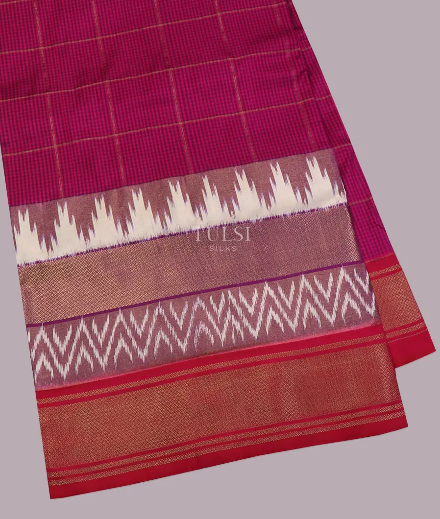 Purple and Blue Ikat Silk Saree T639346-image