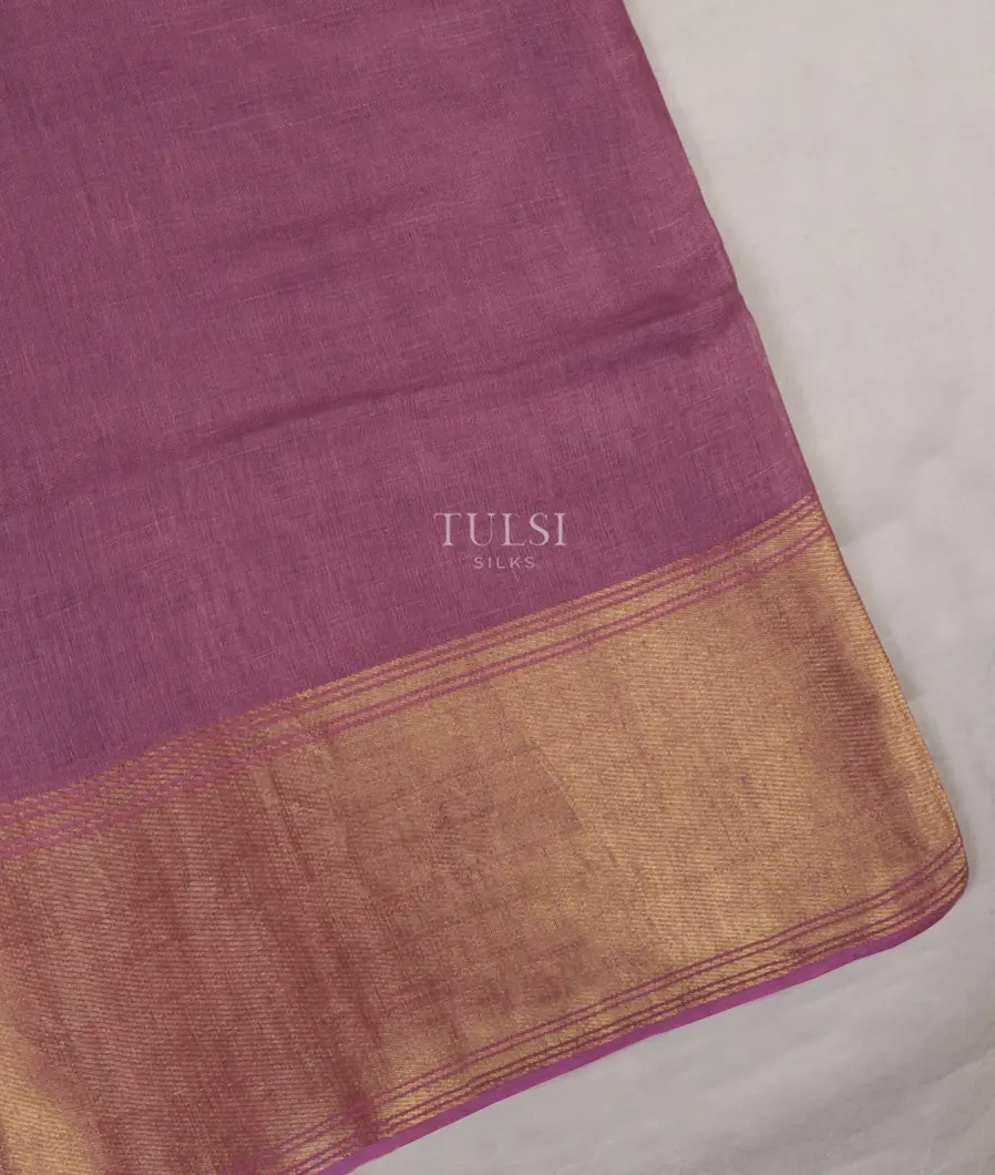 Purple Handwoven Linen Saree T640501-image