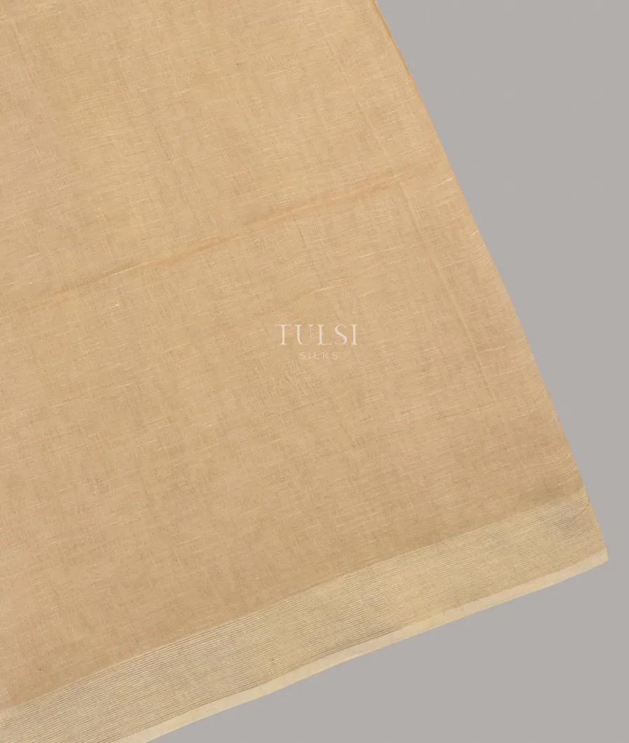 Beige Handwoven Linen Saree T640523-image