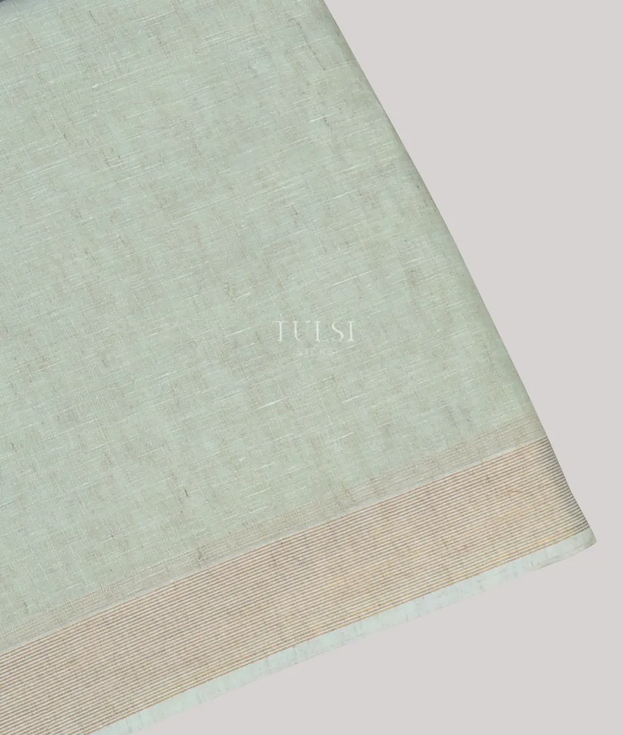 Pale Green Handwoven Linen Saree T640521-image