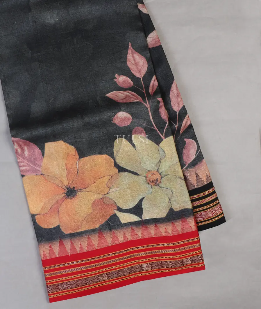 Dark Grey Vidarbha Tussar Saree T565342-image