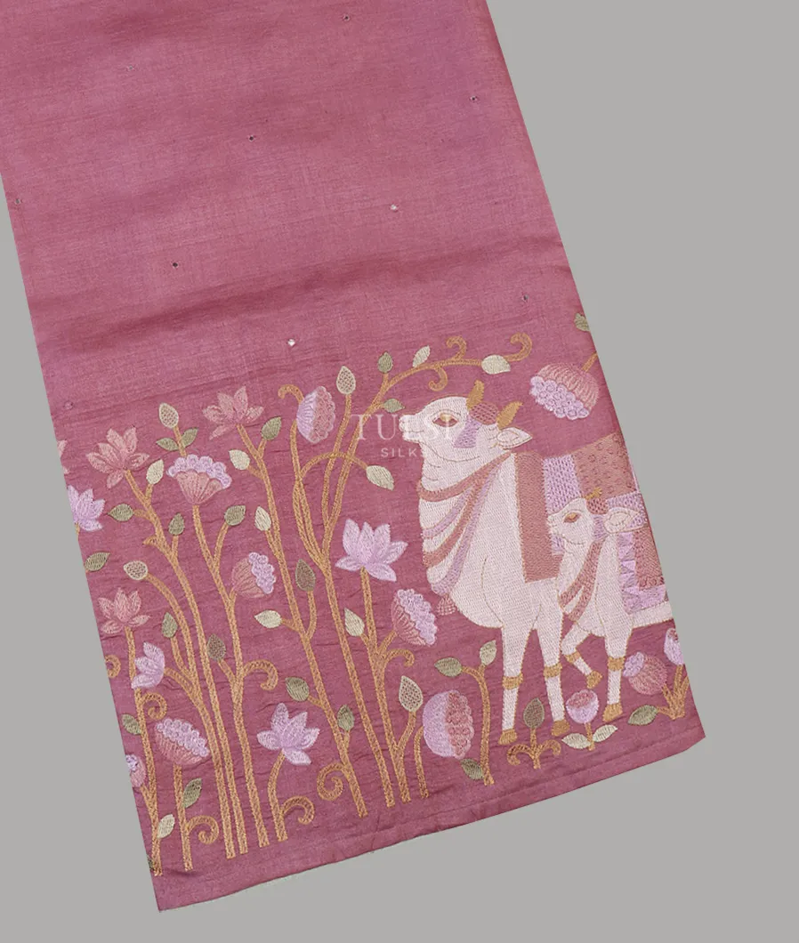 Purple Tussar Embroidery Saree T636393-image