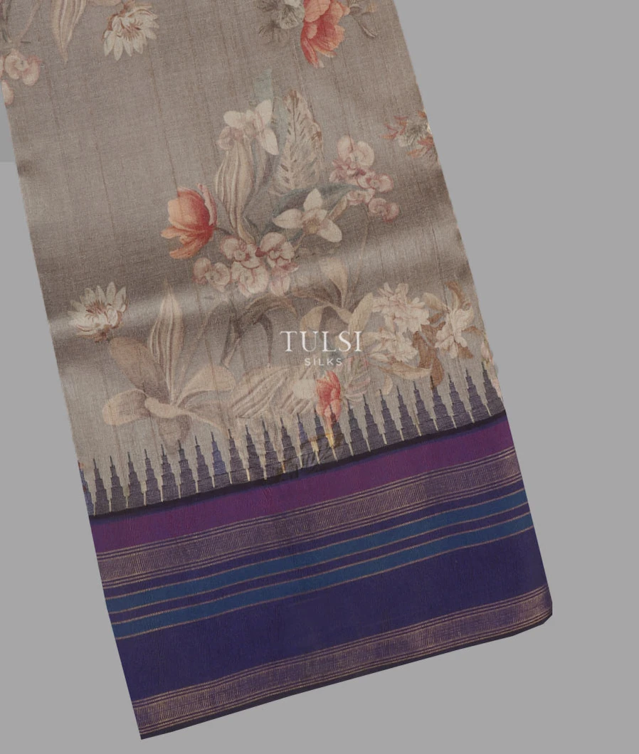Grey Tussar Printed Saree T639174-image