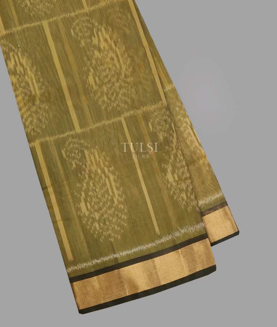 Green Pochampalli Silk Cotton Saree T640802-image