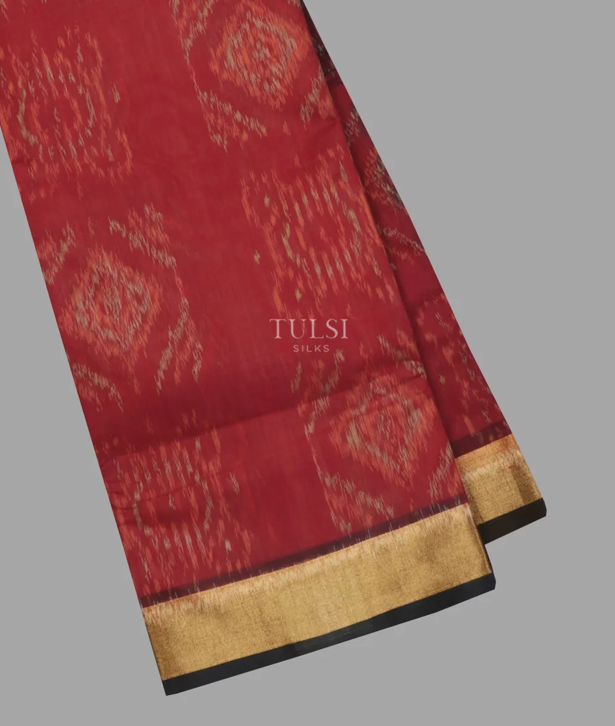 Red Pochampalli Silk Cotton Saree T640829-image