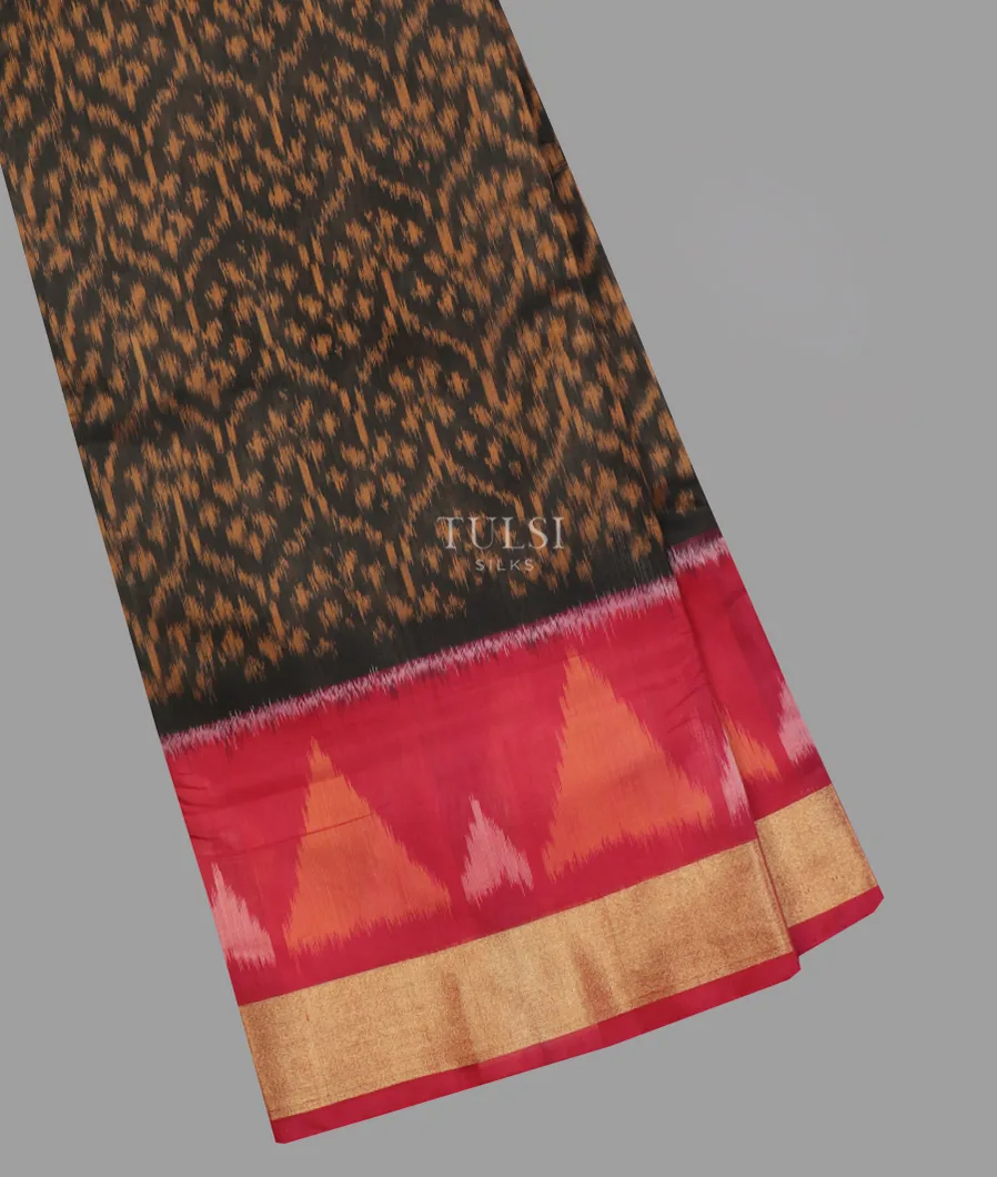 Black Pochampalli Silk Cotton Saree T640849-image