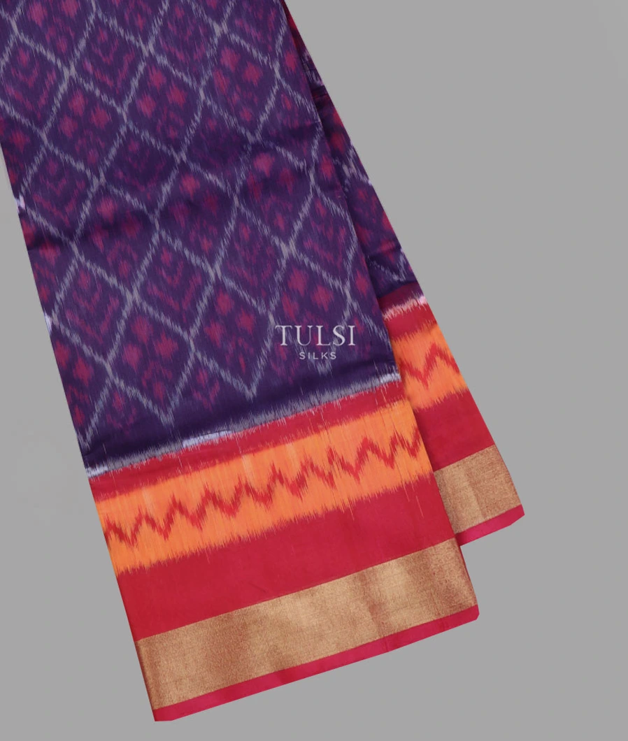 Blue Pochampalli Silk Cotton Saree T640808-image