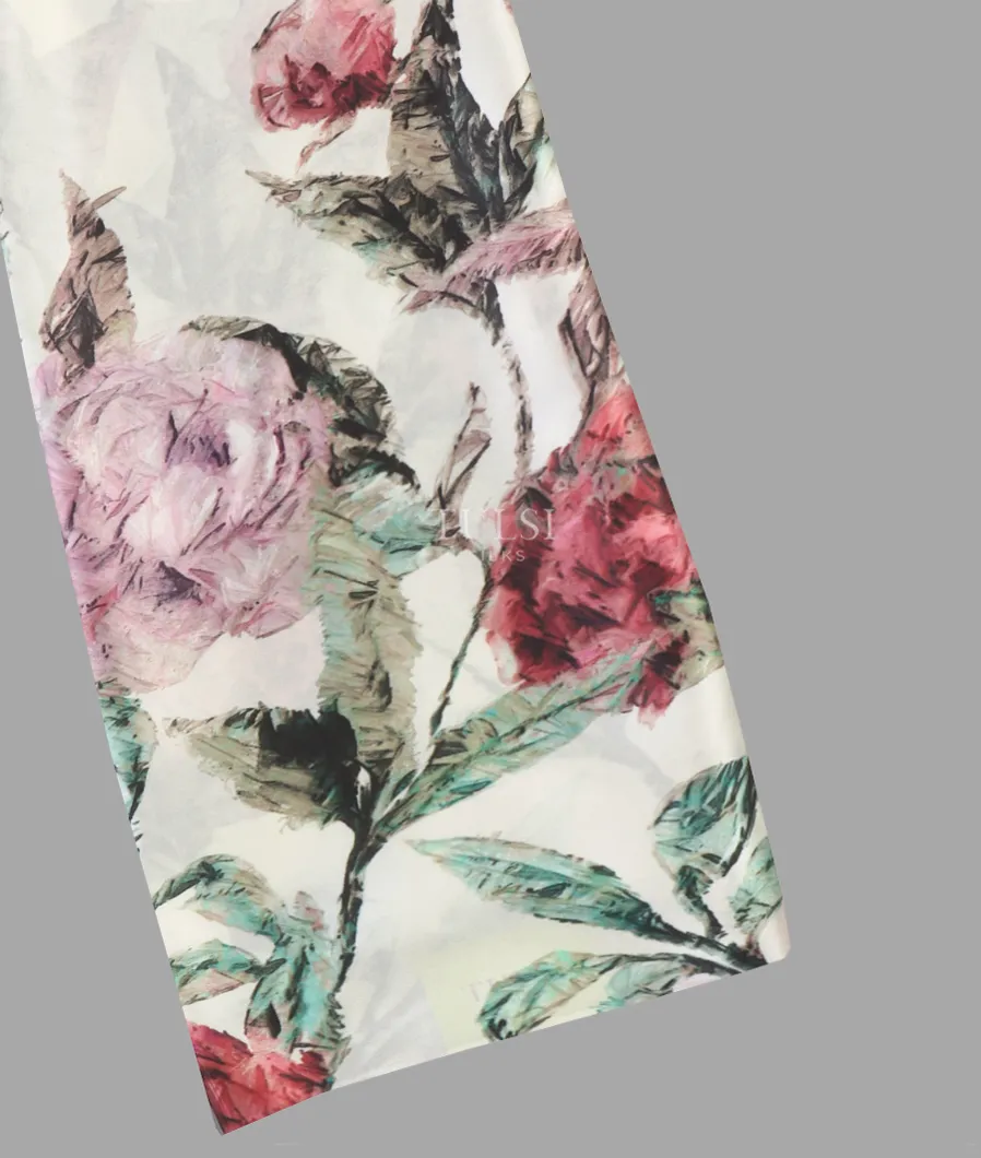 Off - White Satin Crepe Silk Saree T618155-image