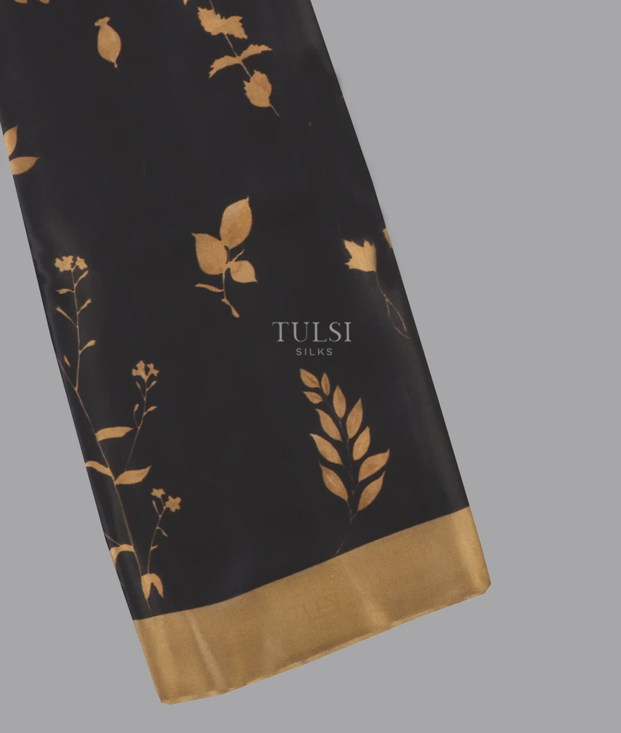 Black Satin Crepe Silk Saree T636805-image