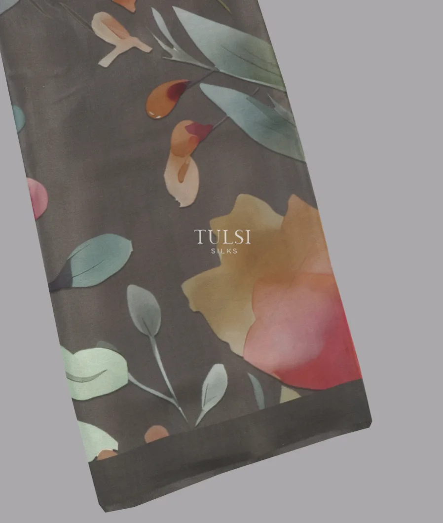 Grey Satin Crepe Silk Saree T636802-image