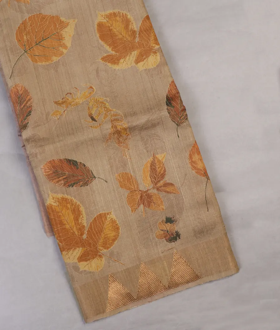 Dark Beige Tussar Printed Saree T640934-image