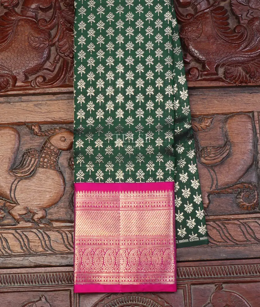 Bottle Green Kanjivaram Silk Kids Pavadai T619450-image