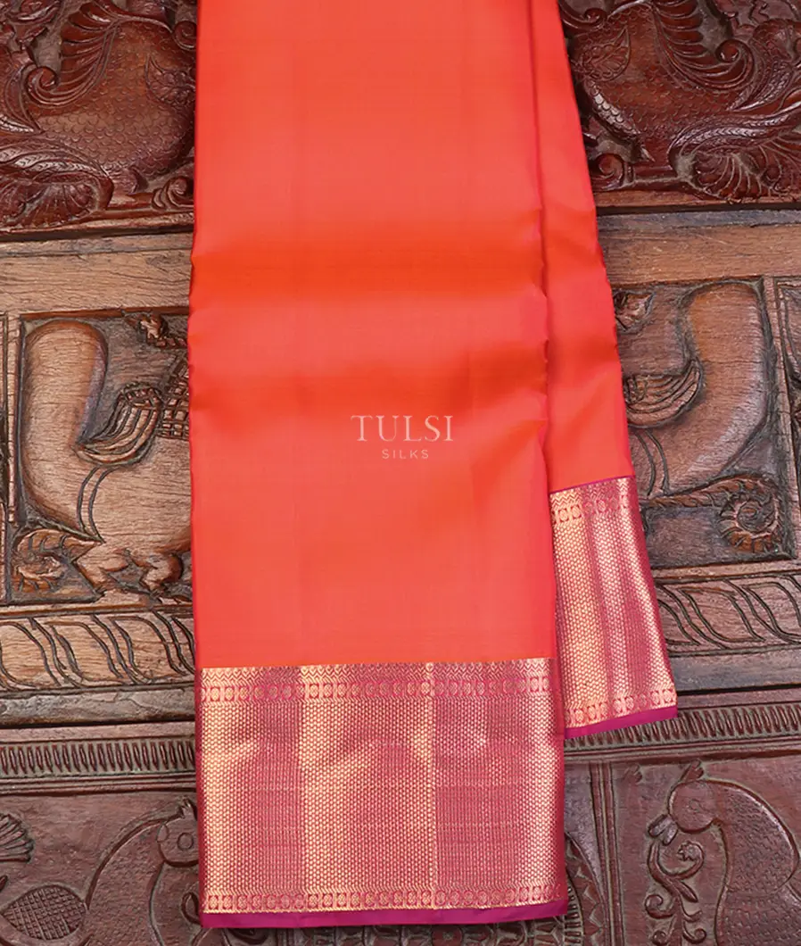 Orangish Pink Soft Silk Saree T638172-image