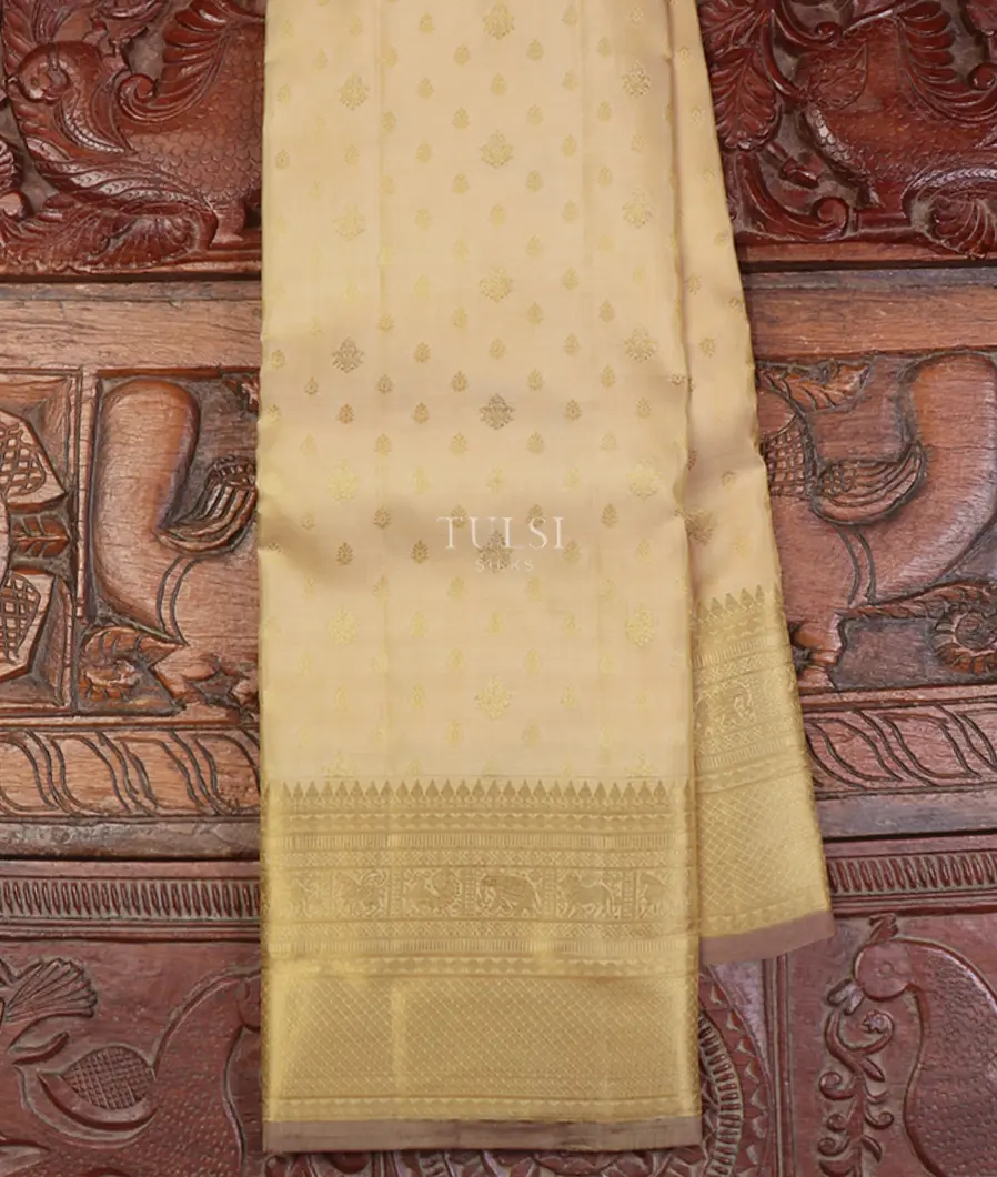 Light Beige Soft Silk Saree T609621-image