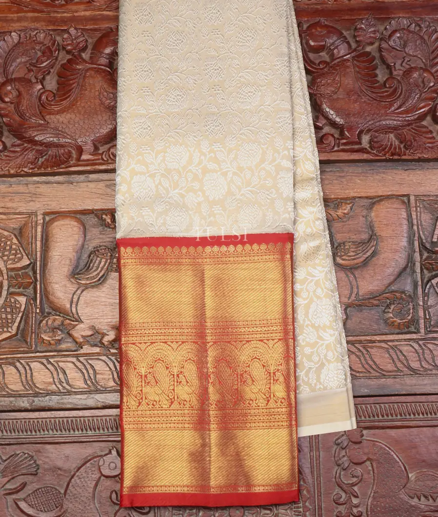 Light Beige Tissue Kanjivaram Silk Pavadai T636042-image