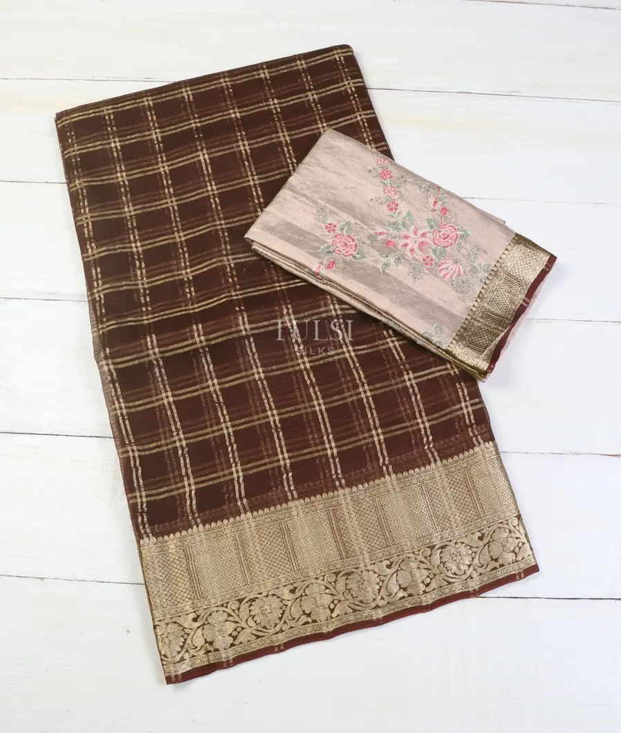 Brown Silk Kota Saree T631086-image