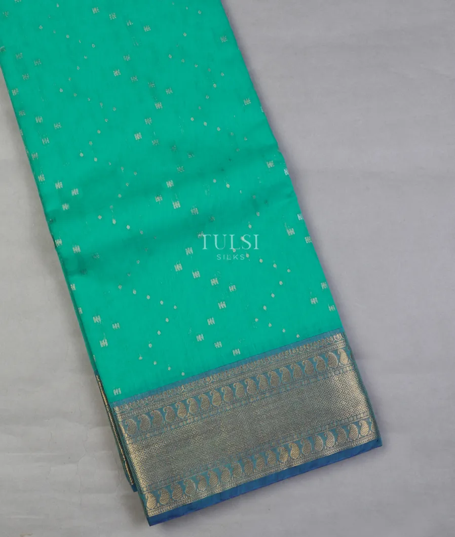 Bluish Green Silk Cotton Saree T611158-image