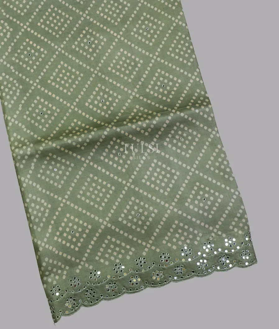 Greyish Green Tussar Embroidery Saree T615361-image