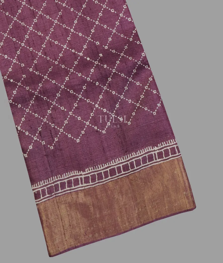 Purple Tussar Printed Saree T627836-image