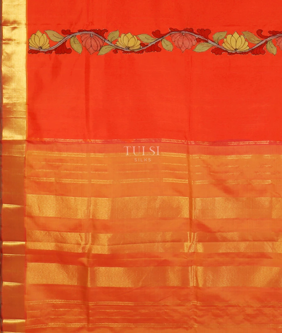orange-kanjivaram-kalamkari-patchwork-saree-t640683-t640683-d