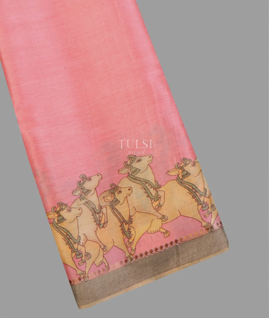 Pink Tussar Printed Saree T641949-image