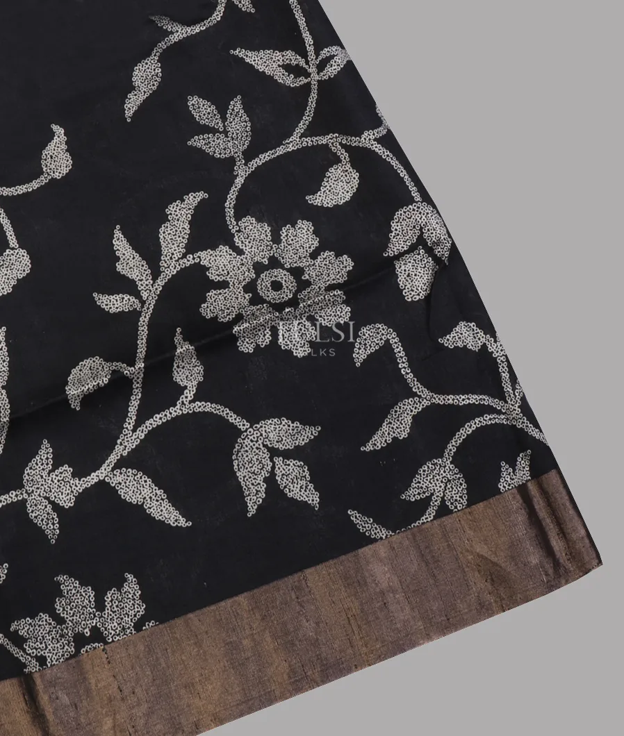 Black Printed Raw Silk Saree T597503-image