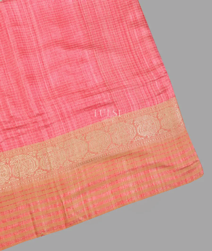 Pink Handwoven Tussar Saree T608907-image